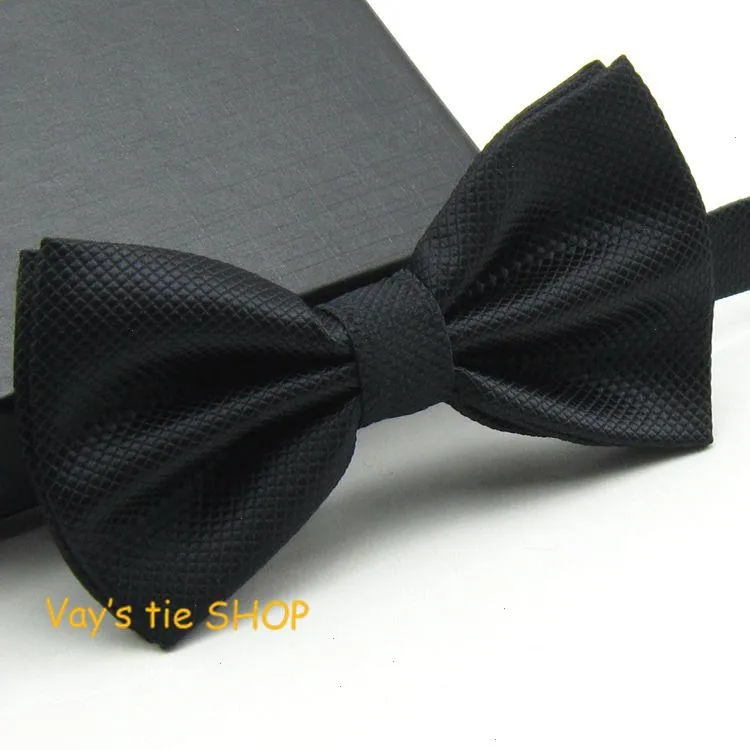 Mens Pajaritas Fashion Bowtie Dull Jacquard Plaid Grid Bow Ties Leisure Solid Wedding Tuxedo Butterfly Black 12 6cm