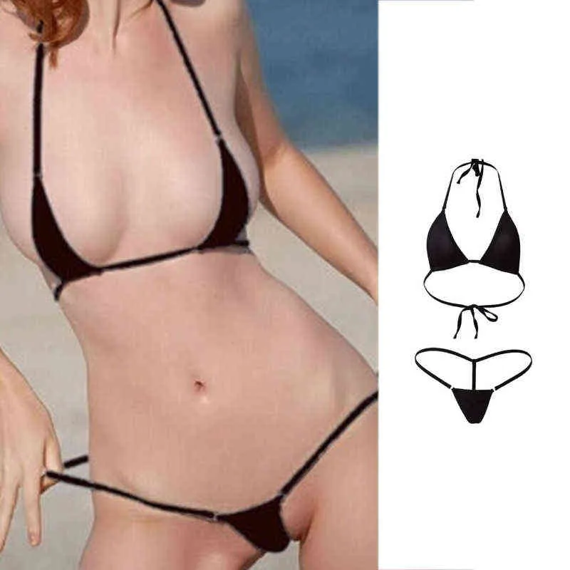Nya sexiga kvinnor Micro Thong Underwear G-String Bra Micro Bikini Brazilian Bikini Set Badkläder Nightwear L220727