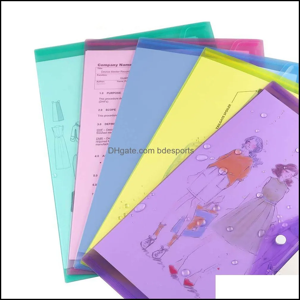 Documents storage bag A4 Transparent PP File Folder Binder Waterproof Files Holder Filing Envelope Business Document Organizer School Office Stationary