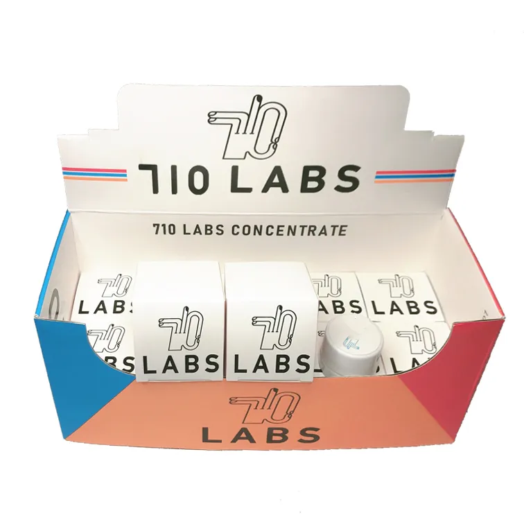 새로운 710LABS 마스터 박스 홀드 20pcs 소형 농축 항아리 상자 포장 아동 방해물 뚜껑 멀티 스트레인 레이블 맛