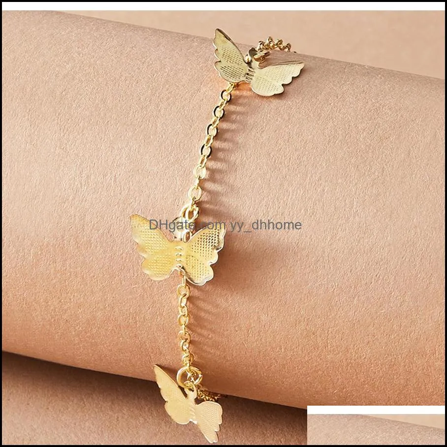 link, chain butterfly bracelet for women 2021 sweet beach simple girls charm gold ankle adjustable bohemia party birthday jewelry gift