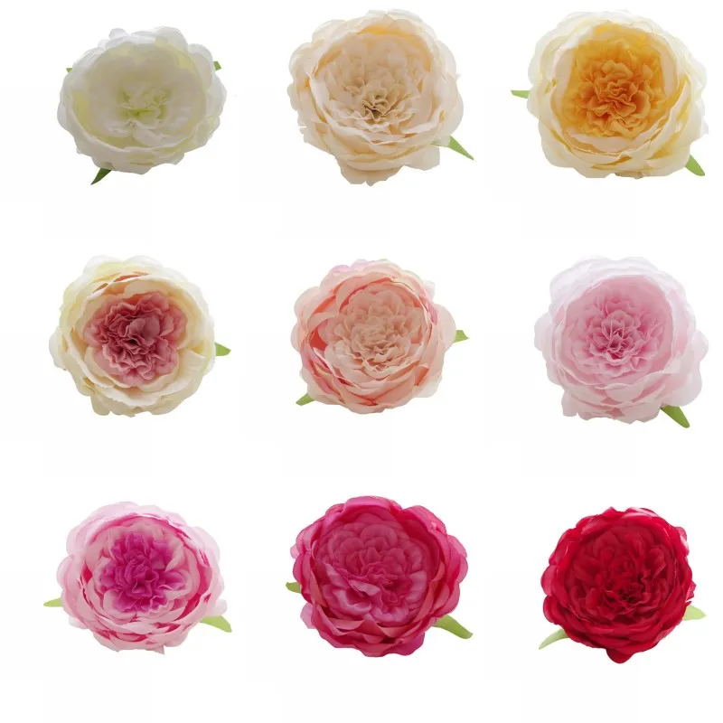 Artificial Flowers 12cm Diameter Big Simulation Austin Rose Head Wedding Road Lead Silk Flower Wall Arch Decorations