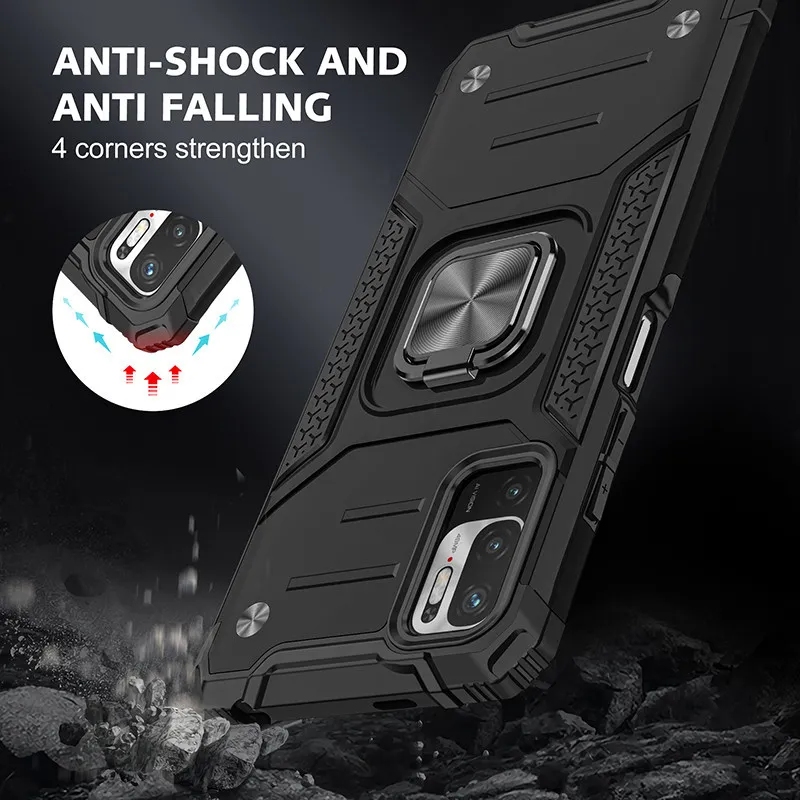 Przypadki dla Xiaomi Pocophone Poco M3 M4 Pro Coke Fundas Magnetyczny uchwyt samochodowy na wstrząsy Ring Telefon Armatura do Poco F3 Back Cover