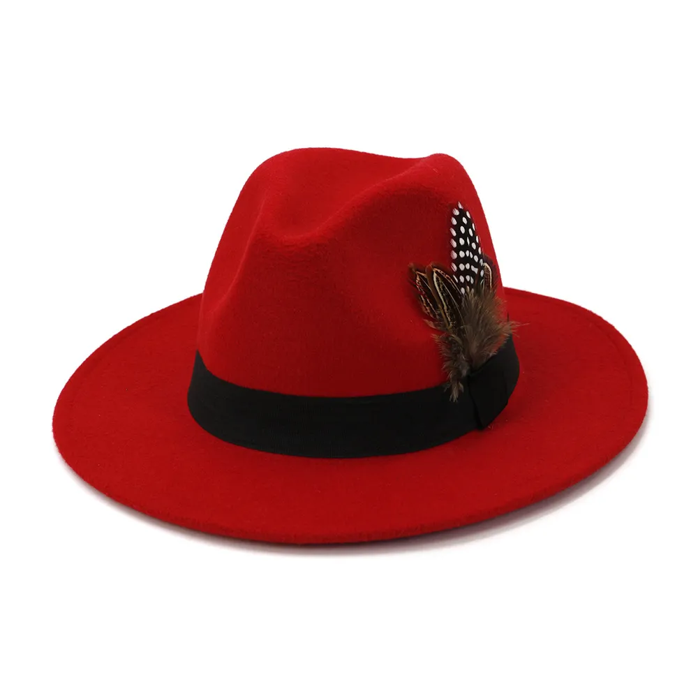 Elegant Fedora Hat Womens Feather Accent Wide Brim... From  display picture 2