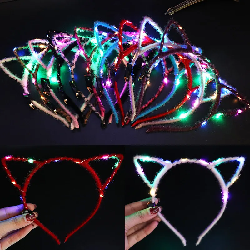 LED Oyuncaklar Kedi Kulak Bandı Işık Up Parti Parlayan Malzemeleri Kadınlar Kız Yanıp Sönen Saç Bandı Sticks Futbol Fan Concet Teer Cadılar Bayramı Noel Hediyeler