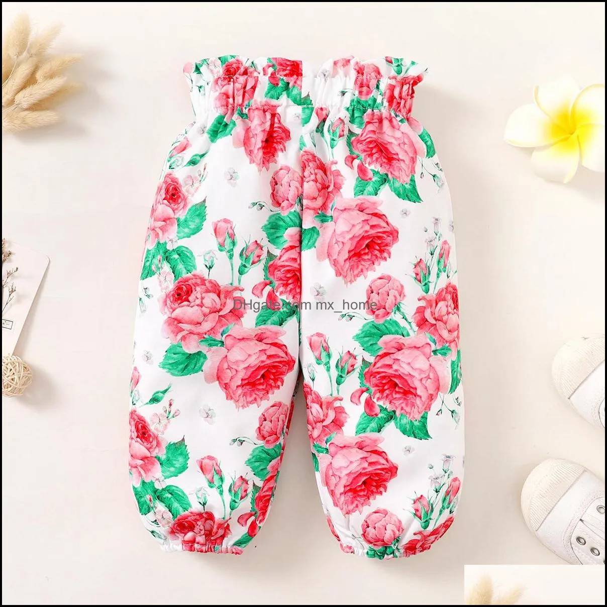 kids clothing girls floral print trousers children flower bow pants summer spring autumn fashion korean version baby clothes z6723