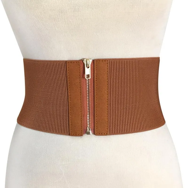 Belts Women Elastic Waist Belt Dress Accessories Stretch Wide Zipper Corset Fashion Waistband Adornment For StrapBelts