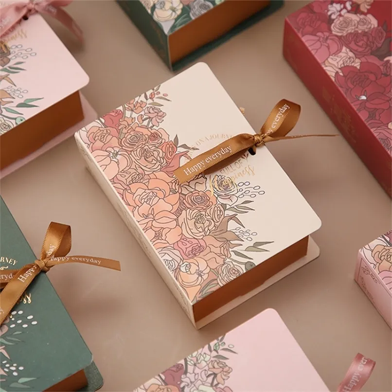 5 pezzi di caramelle a forma di libro e sacchetti di carta creativi regalo fai da te per decorazioni natalizie per matrimoni, feste di compleanno, con nastro 220705