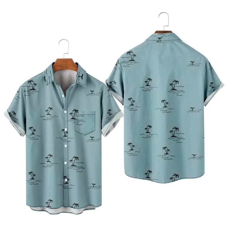 Мужские повседневные рубашки рукав мужские печатные гавайские короткие пуговицы вниз по пляжу для мужчин.