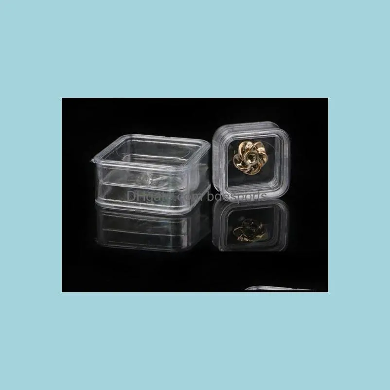 40*40mm Transparent Floating Display Case Earring Gems Ring Jewelry Suspension Packaging Box PET Membrane Stand Holder