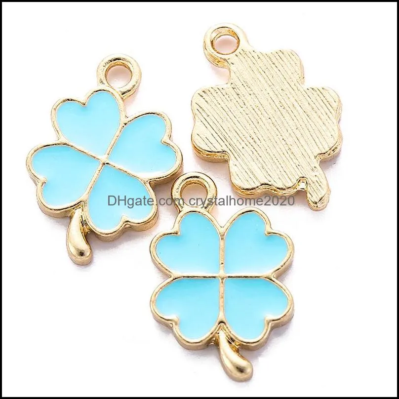 120pcs alloy metal enamel lucky four leaf clover charms pendant for diy bracelet necklace earrings jewelry making 17x12mm