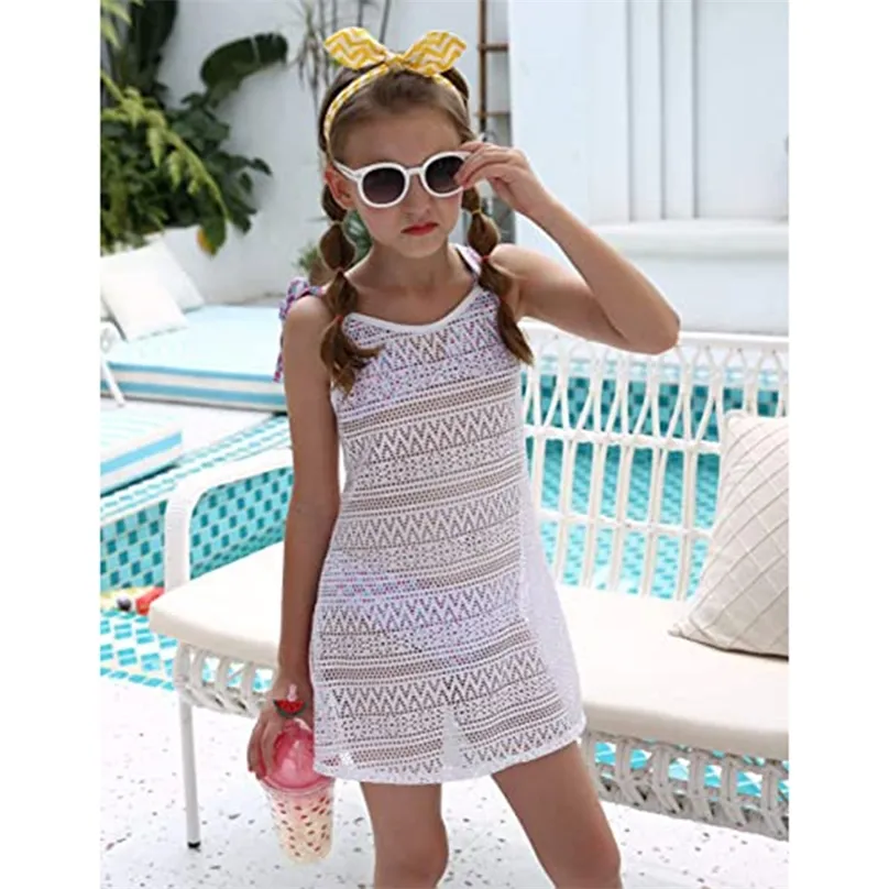 Maillot de bain Cover Up pour les filles Little Kids Girl s Beach Crochet Mesh Crossback Swim Cover Up Dress 3 8Years Y200708