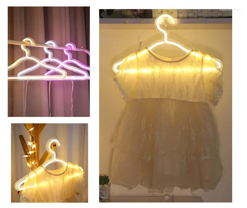 Neon Light Clothes Stand USB Powered Hanger Night Lamp For Bedroom Home Wedding Clothing Store Art Wall Decor Xmas Gift Hangers & Racks