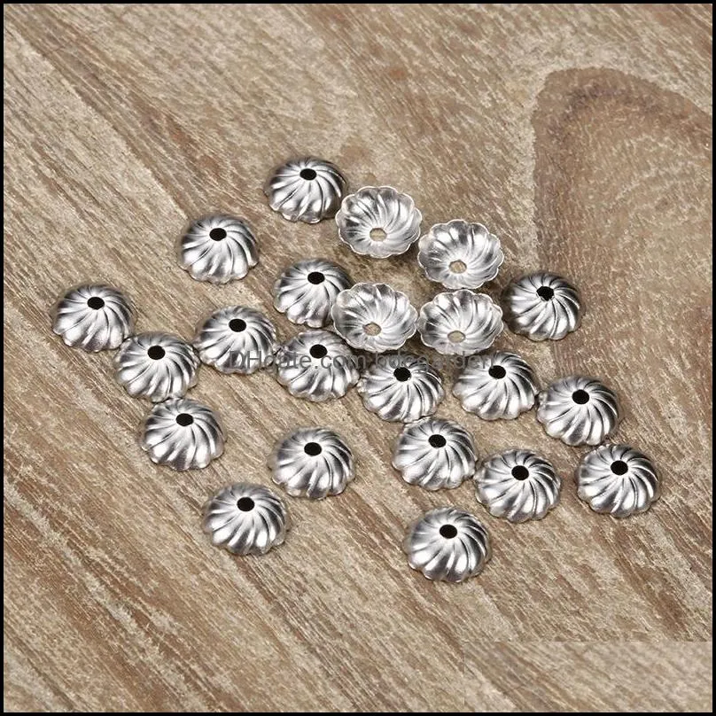 500pcs/lot stainless steel torus bead caps for pearl end receptacle flower diy spaced apart jewelry accessories for wholesale