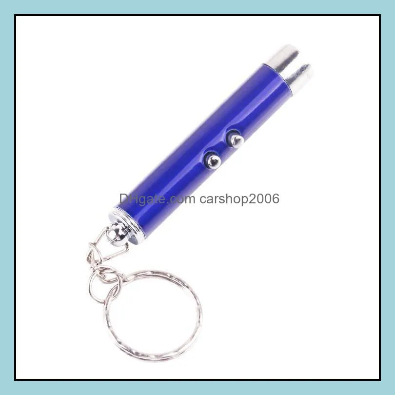 cat toys red laser pointer pen key ring with white led light show portable infrared stick funny cats pet-toys wholesale sn4607
