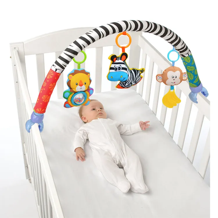 soft baby rattles toys 0-36 months musicical crib bed stroller clip lovely kids toy for newborns education bebe beds bell rattle Zebra lion monkey