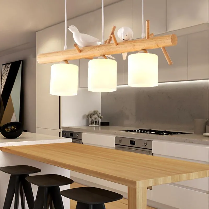 Pendant Lamps Originality Personality Birdie Restaurant A Chandelier Northern Europe Concise Modern Dining Room Table Lamp Solid Wood LedPen