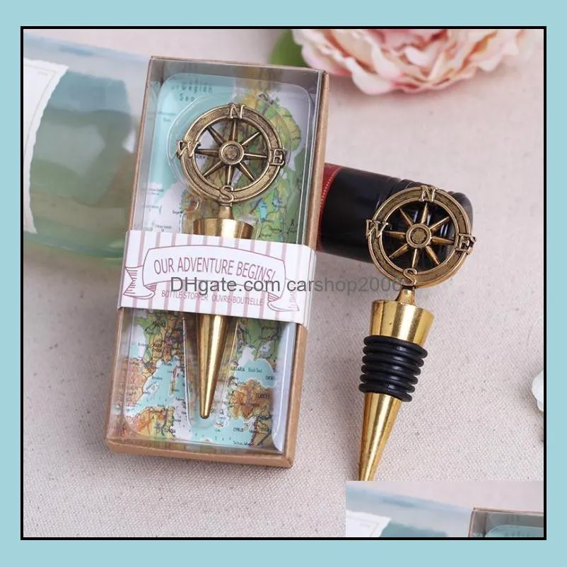 golden compass wine stopper wedding favors and gifts wine bottle opener bar tools souvenirs for party easter sn063