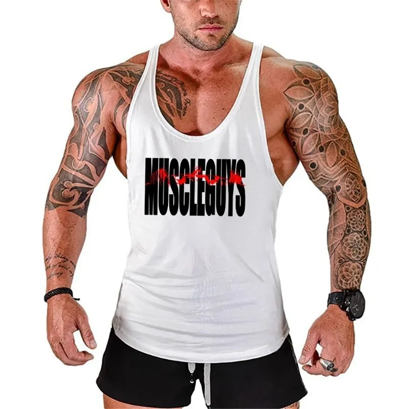 Merk fitness kleding bodybuilding stringer tanktop mannen katoen gebogen zoom je achterste mouwloos shirt workout vest gyms singlets 220621