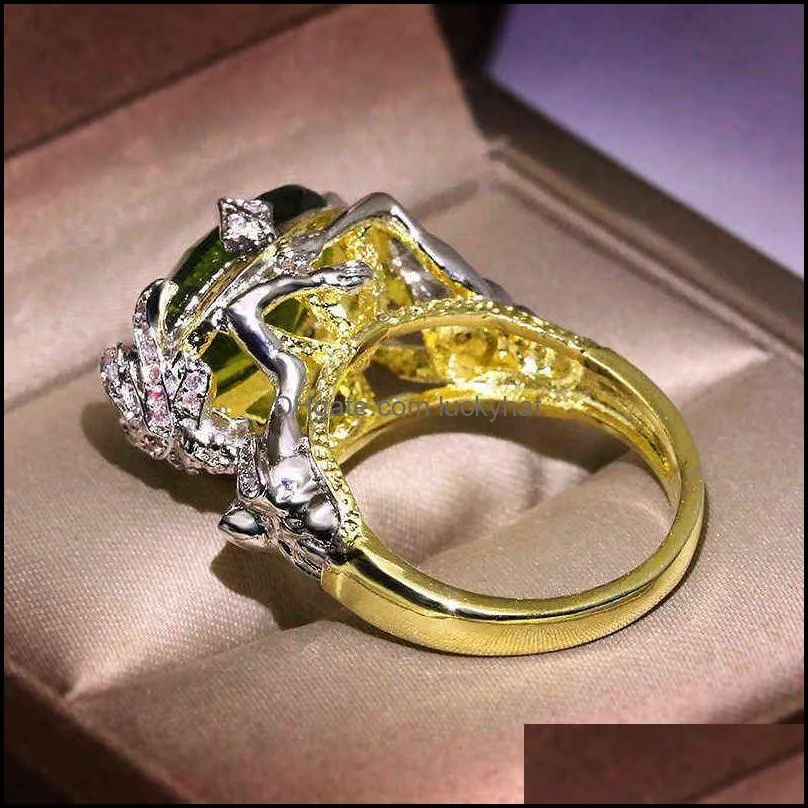 14k Yellow Gold Color Emerald Gemstone Ring for Women Fine Anillos De Anel Bijoux Femme Jewellery Bizuteria Jade