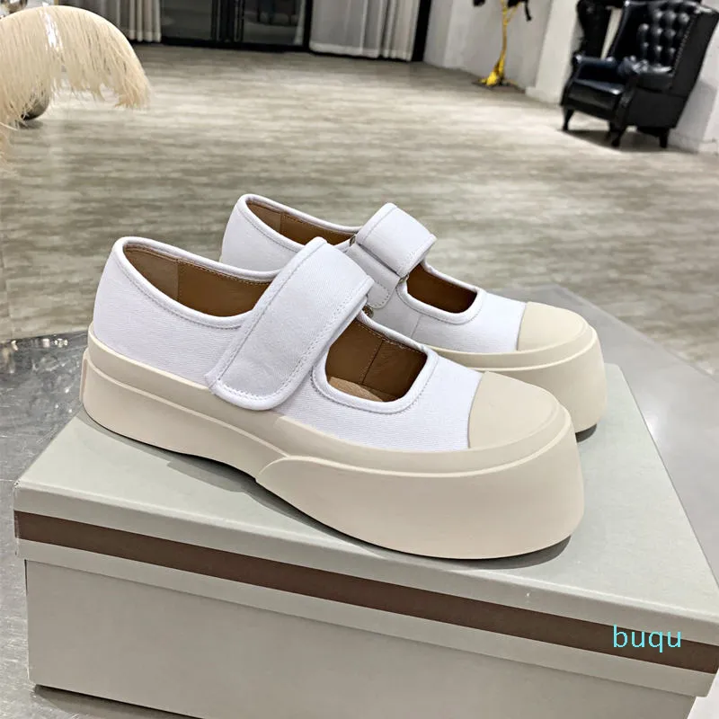 Designer- Mulheres Moda Canvas Genuíno Couro Sandália espessa de moda sexy Sapatos de lona