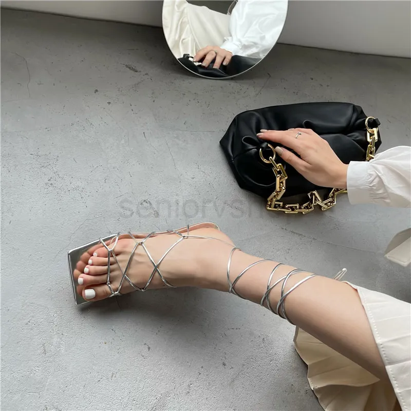 Eilyken mode femmes sandales mince talon bas à lacets Rome sandale été gladiateur décontracté sandale bande étroite chaussures grande taille 40tyewejtwj
