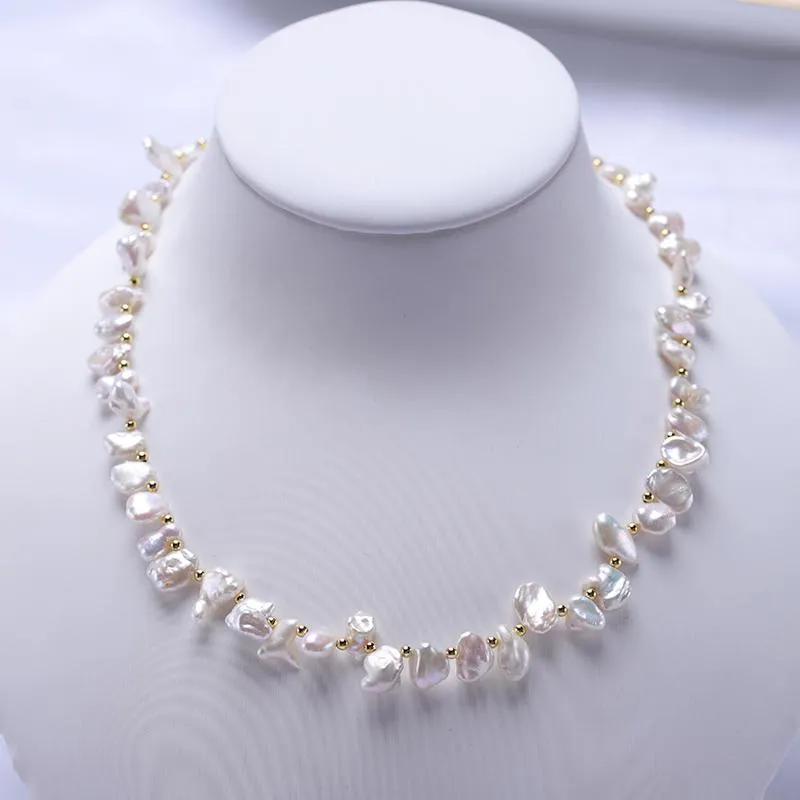 Sautoirs Design perles d'eau douce naturelles pour mariage/femme/cadeau Keshi NecklaceChokers