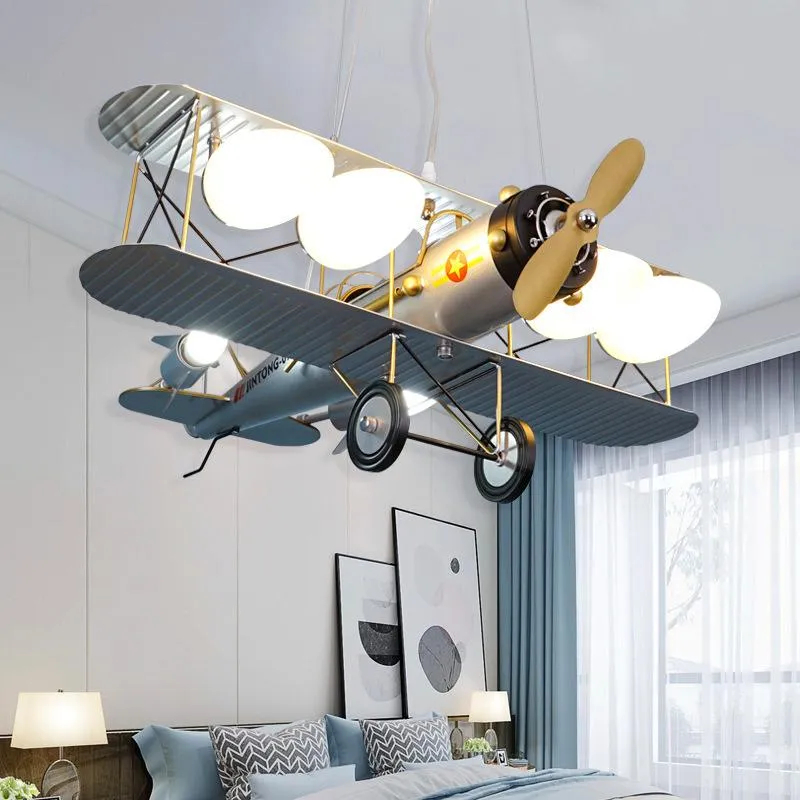 Lampade a sospensione Ragazzo Camera da letto per bambini Aeroplano decorativo Sala da pranzo Plafoniere a led Illuminazione per interni Lampada per interni Lampada a sospensione