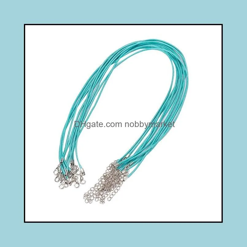 10Pcs 2mm Adjustable Waxed Cord Necklace Making Leather Rope Cord Necklace With Clasps Handmade DIY Jewelry Findings Accessories