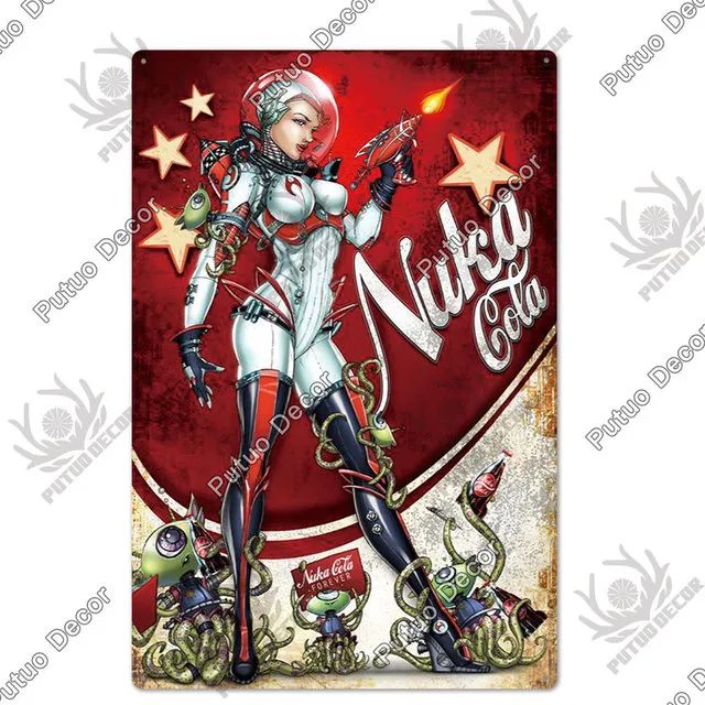 Nuka Cola Trinken Poster Spiel Metall Zeichen Retro Zinn Zeichen Plaque  Metall Vintage Wand Dekor für Bar Pub Club Mann cave Dekoration - AliExpress