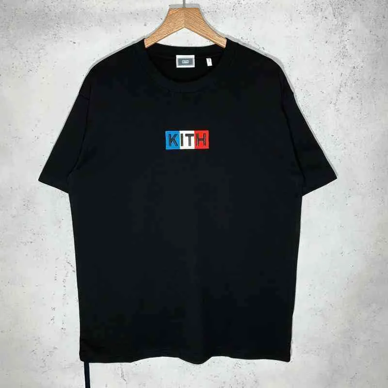 Clothing T-shirt Summer Kith France Flag Emboridery t Shirt Men Women High Quality Top Tees Hip-hop Skateboard Cottonjthf