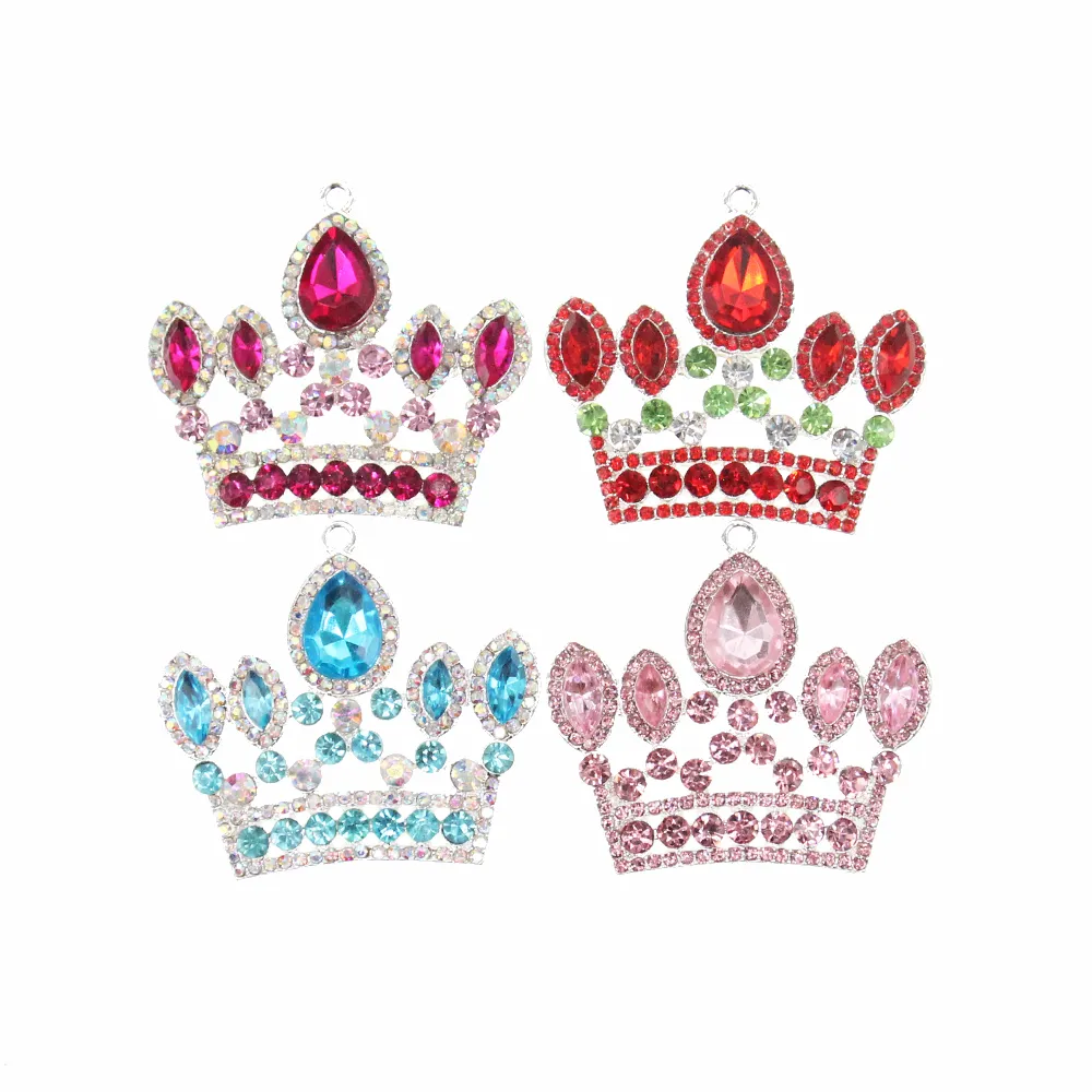 10 Pcs/Lot personnalisé plusieurs couleurs strass pendentifs couronne forme breloques pour la fabrication de bijoux