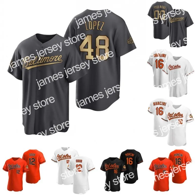 Novo #48 Jorge Lopez 2022 All-Star Game Baseball Jersey 12 Rougned odor 16 Trey Mancini 21 Austin Hays 26 Ryan McKenna 31 Cedric Mullins 35 Adley