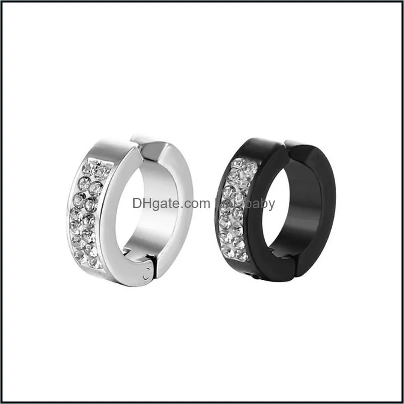 316l stainless steel cz ear clips korean punk hiphop zircon body earrings for men and women