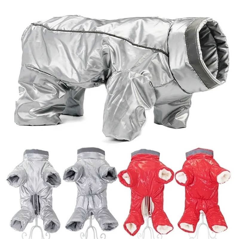 Ropa cálida para perros Invierno Impermeable Mascota Cachorro Abrigo Abajo Chaqueta Reflectante Trajes de nieve Mono Niño Niña Ropa Traje Y200330