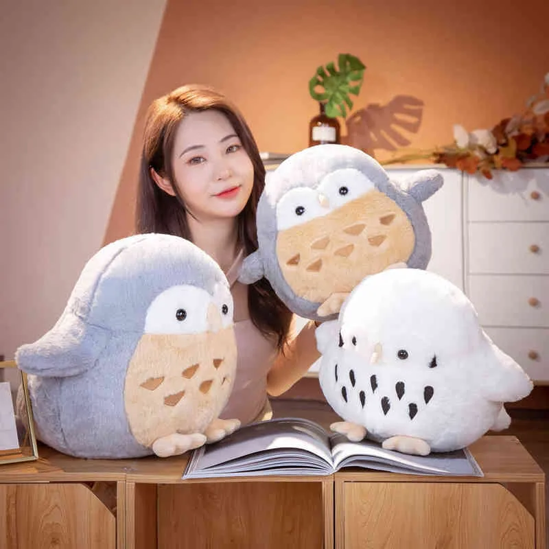 Cute Plush Owl Pillow Dolls Filled Soft Nighthawk Cuddles Kawaii Children Cuddle For Girls Birthday Xmas J220704