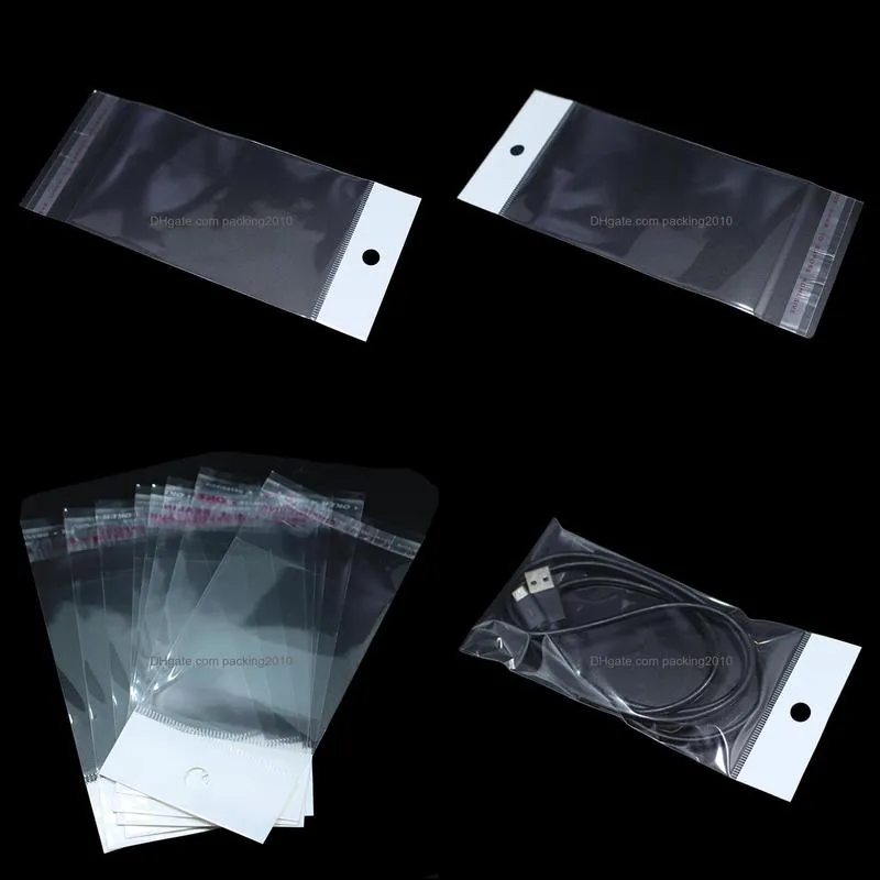 Outer Size 12x20cm 500Pcs/Lot Clear Plastic Retail Packaging OPP Poly Bag for Cell Phone Case, Retail Package for Mobile Phone