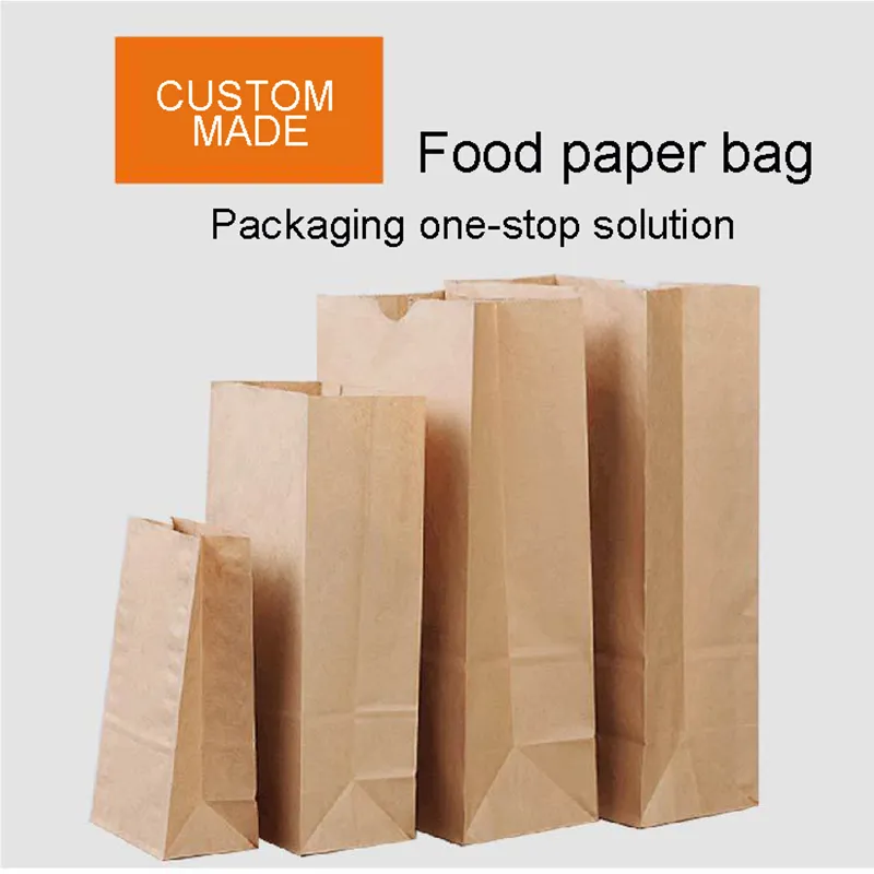 Kraft Paper Bag Packaging Cookie Sandwich Bread Dried Foods Snack Takeout Food Oil-proof Packaging Bags Party Gifts YF0013