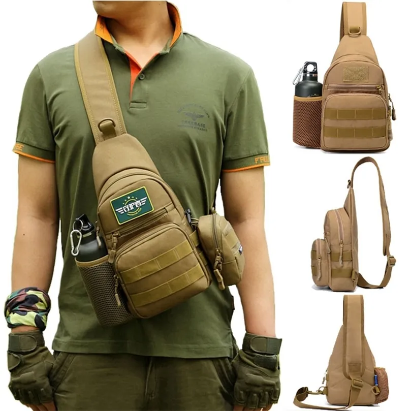 Militaire Tactique Sling Sac Hommes En Plein Air Randonnée Camping Sac À Bandoulière Armée Chasse Pêche Bouteille Pack Poitrine Sling Molle Sac À Dos 220701