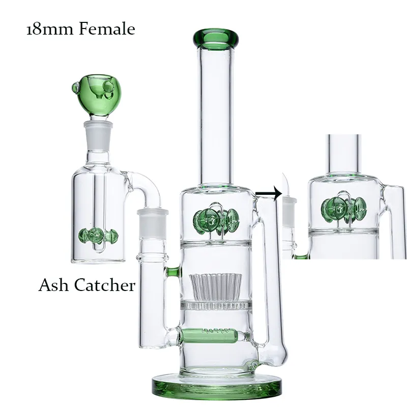 Verde Bianco Sprinkler Narghilè Fungo Croce Percolatore Perc Dab Oil Rigs 5mm Spessore Big Bong 18mm Femmina Giunto Vieni Con Ciotola E Raccoglitore Di Cenere WP2233