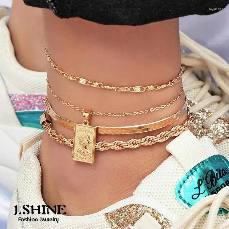 Bracelets de cheville J.Shine Boho empilable fer serpent torsion chaîne pied bracelet pour femmes hommes punk chaussures accessoires sandales pieds nus Roya22