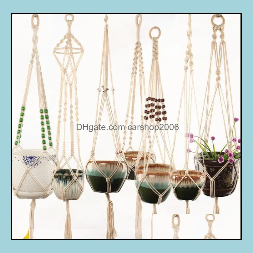 Planters potten tuinbenodigdheden patio gazon huis planten hangers rame bloem houder touw gevlochten hangende dhrwu