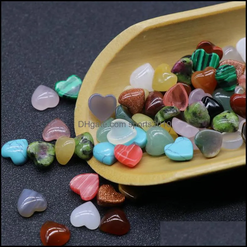 flat bottom 10mm heart ornaments natural rose quartz turquoise stone naked stones decoration hand play handle pieces accessories sports2010