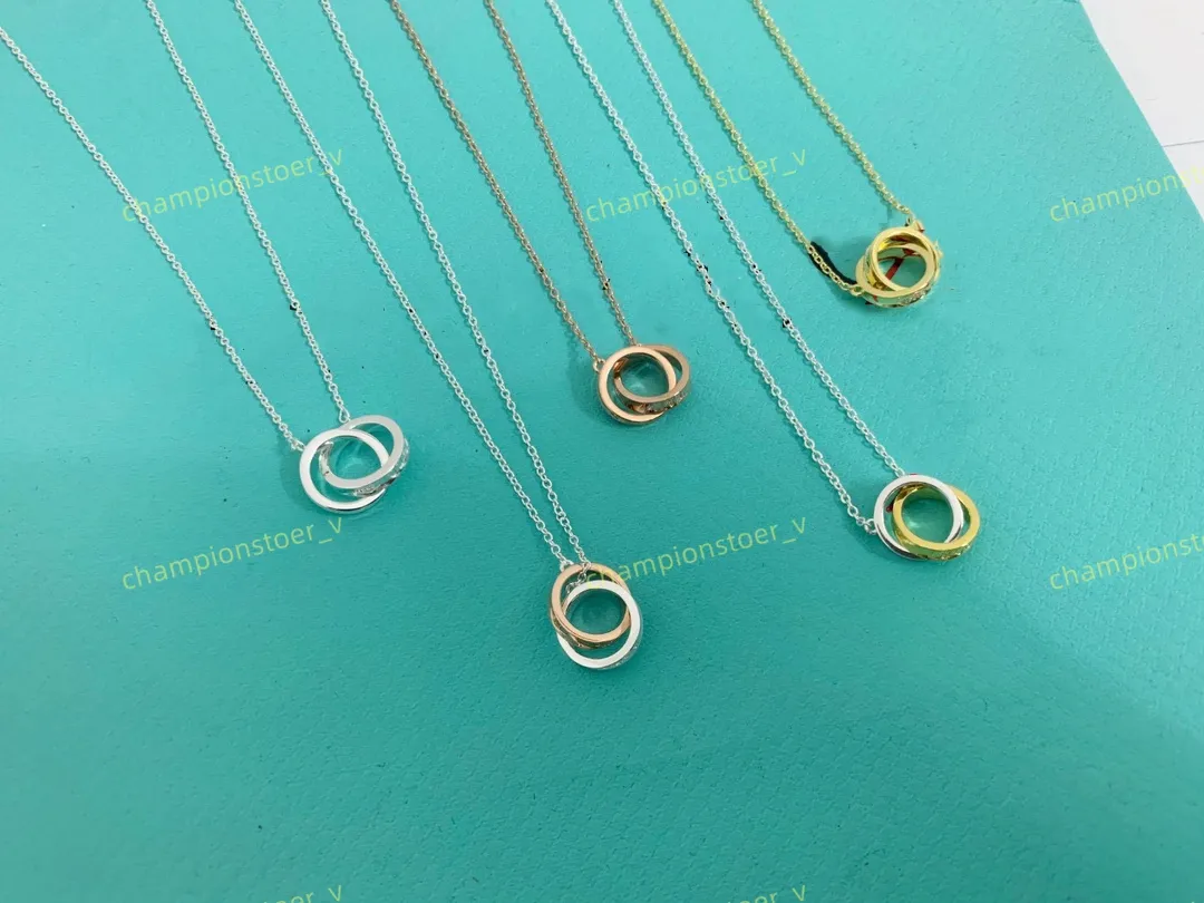 Masowe pasma biżuteria Miłość Wisid Naszyjnik dla mężczyzn i kobiet podwójny pierścień pełny CZ Dwa rzędy Diamentowe naszyjniki