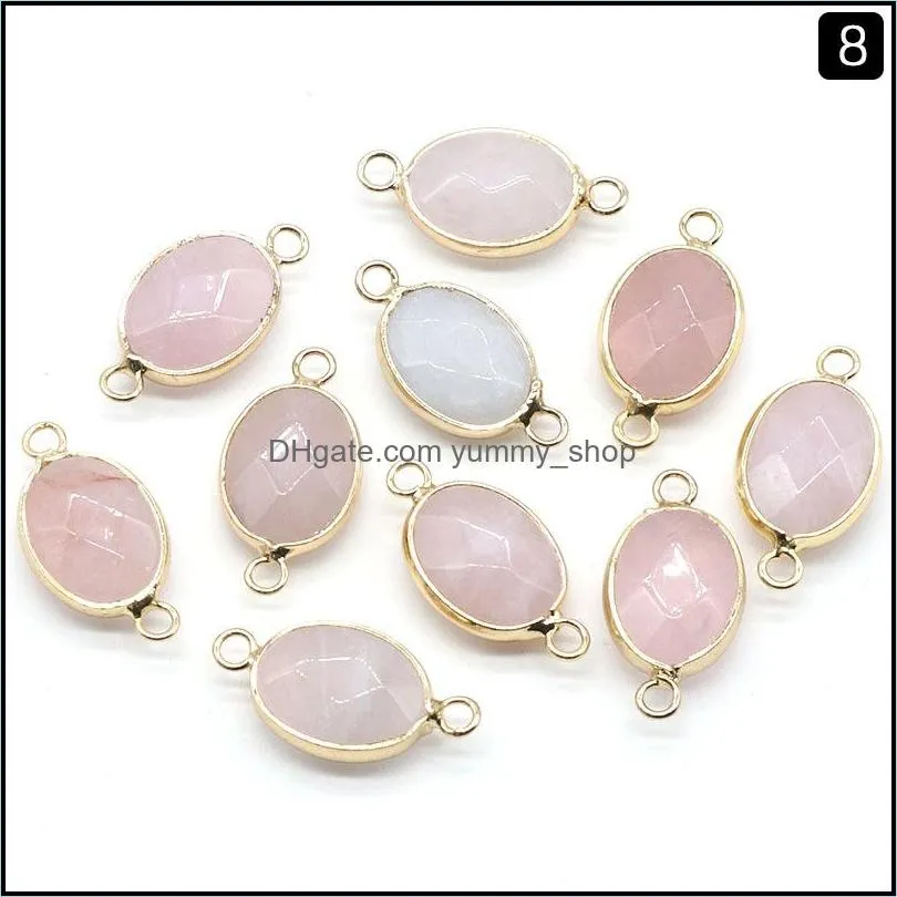 faceted gemse natural stone charms chakra reiki healing rose crystal aventurine pendants for diy bracelet necklace jewelry acc