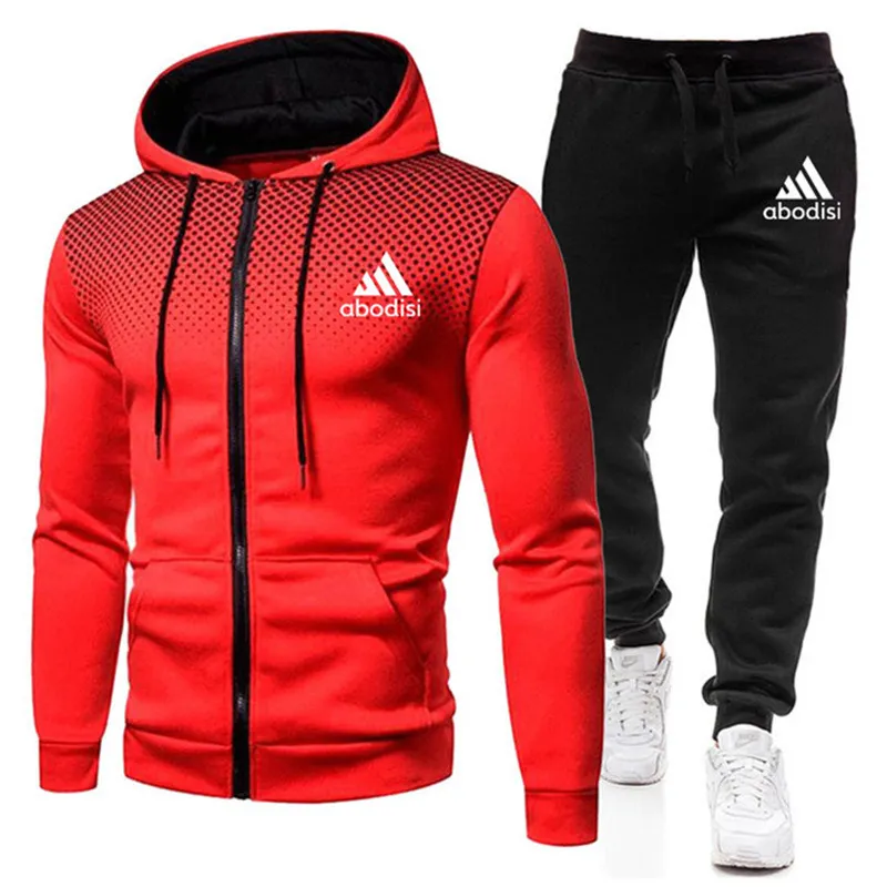 Men's tracksuit casual men's suit fleece sportswear jogging suit 2022 autumn and winter new