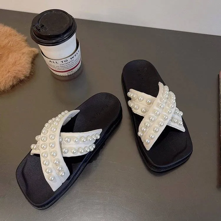 Dikke zool slippers voor zomer dragen nieuwe cross-parel groot formaat voet comfortabele massage veelzijdige vrijetijdsbestand strand sandalen maat 36-42