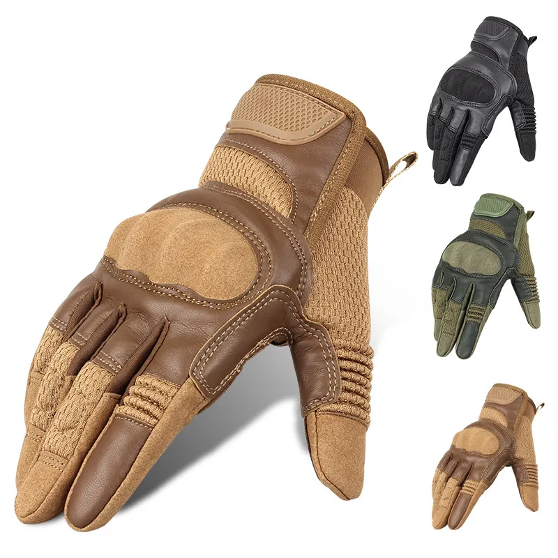 Leather Motorcycle Outdoor Full Finger Sport Gloves Protective Gear Racing Bikes Riding Enduro Tactical Gloves