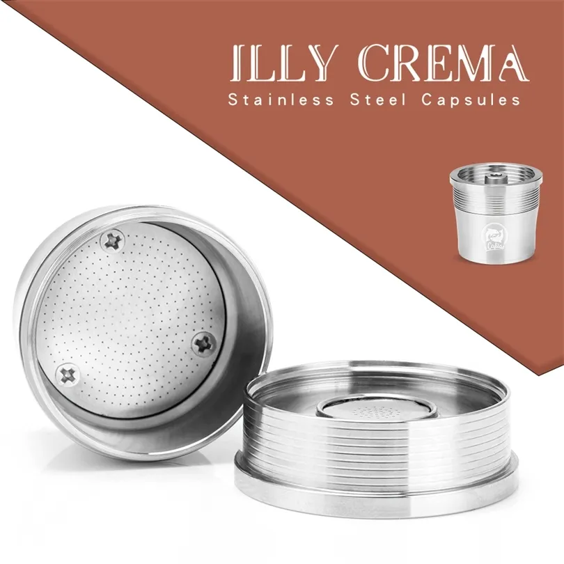 ICafilas Refillable Coffee Filter For illy Coffee Machine Cafe Capsules Cup Dripper Metal Stainless Steel Reusable Coffee Basket 210326