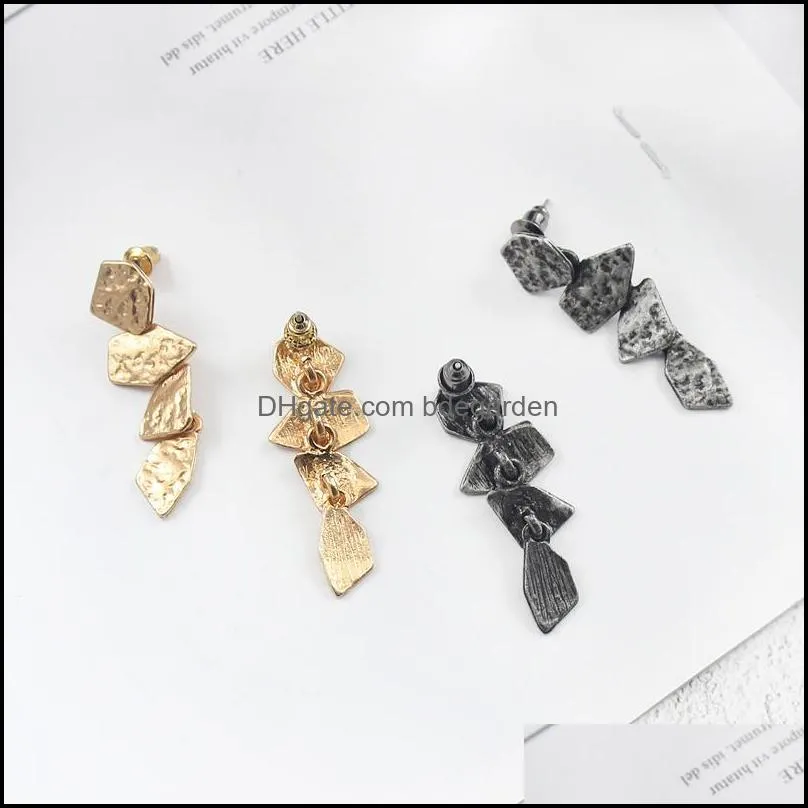 dangle & chandelier irregular metal piece four connected earrings gold and silver long pendant female fashion favorite car mature charm